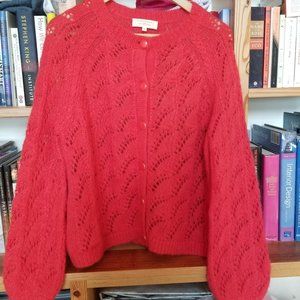 Sezane Mario Jumper Red Cardigan Sweater
